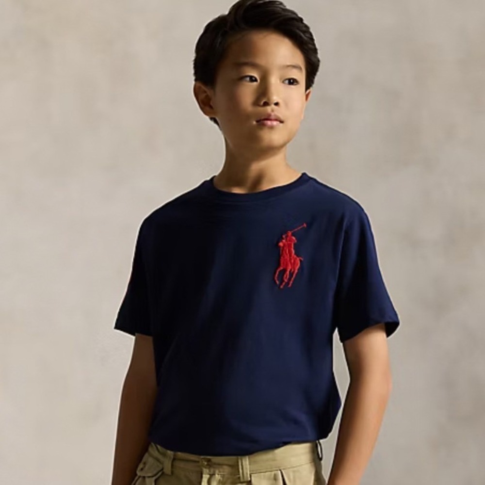 NWT Polo Ralph Lauren Boys Blue Big Pony Cotton Jersey Tee Size L (14/16)